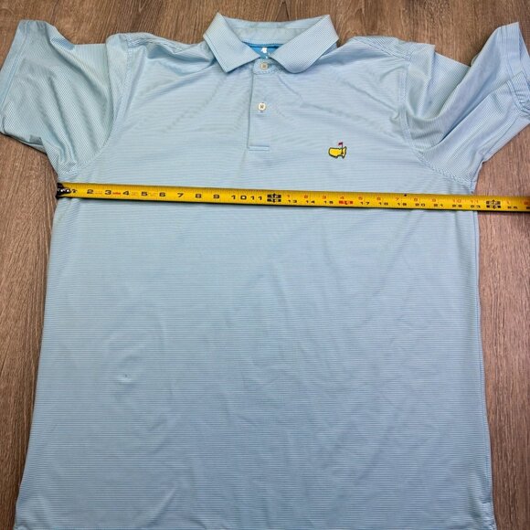 F&G Tech Mens Blue White Striped Masters Performance Golf Polo Shirt Size Large - Picture 12 of 13